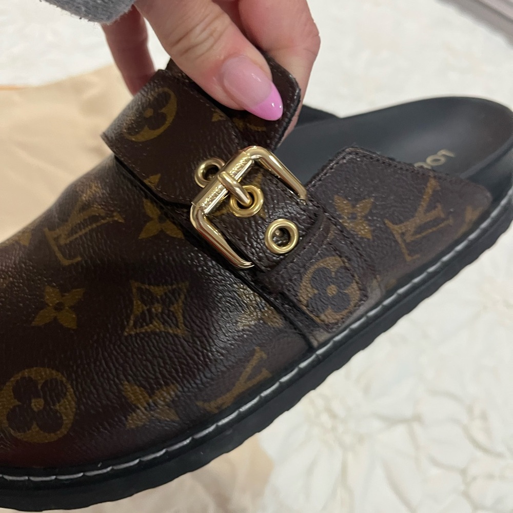 Louis Vuitton Dark Brown Monogram Slip-Ons - Picture 3 of 5